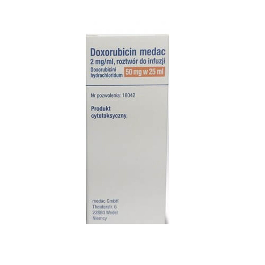 Доксорубицин медак р-р д/инф. 2 мг/мл фл. 5 мл: цены и характеристики