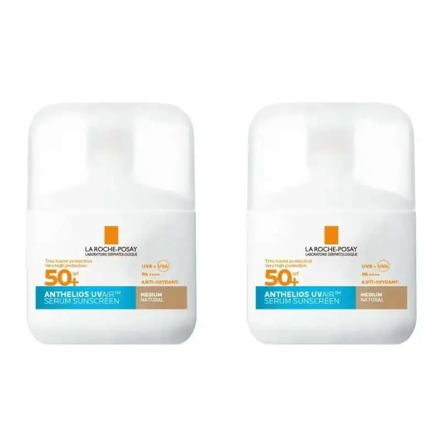 La Roche Posay Anthelios Uvair Сонцезахисна сироватка Spf50+ відтіночний засіб, 2X50 мл: ціни та характеристики