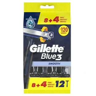 Gillette Blue3 Smooth 8+4 чоловічі одноразові бритви з поворотною головкою 40° та змащувальною смужкою, 12 шт.