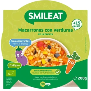 Smileat Маленькая тарелка Макароны с овощами из сада Эко, 200 г
