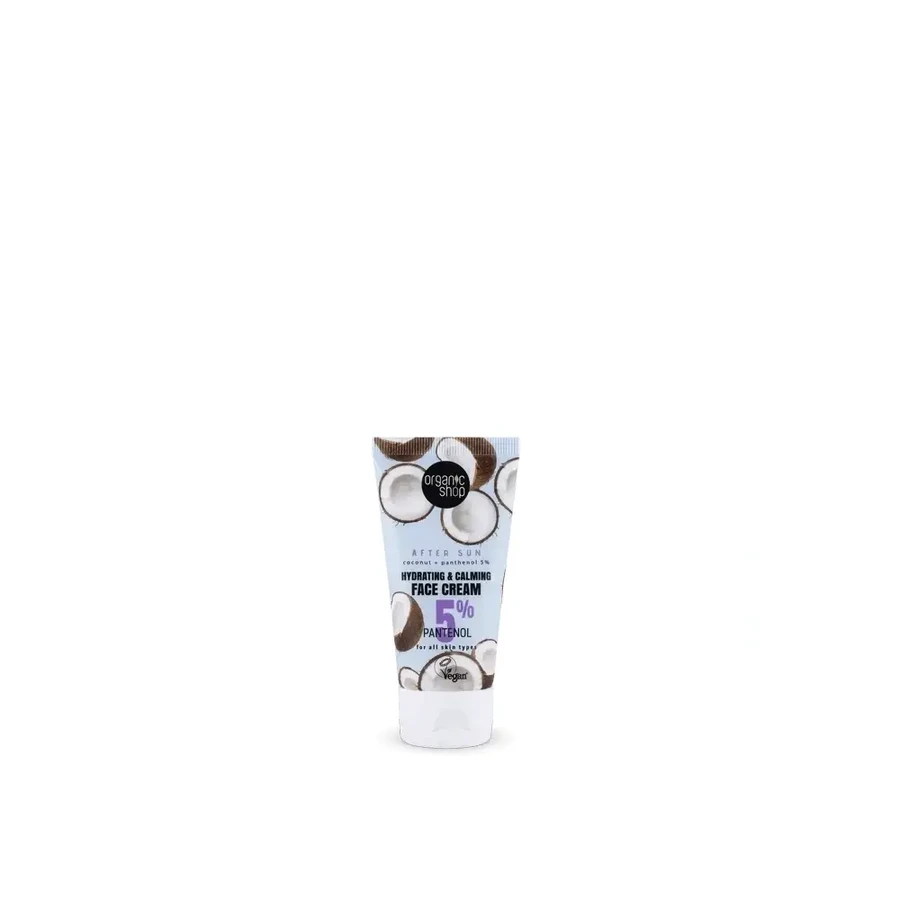 Зволожуючий та заспокійливий крем для обличчя Organic Shop Кокос Aftersun + Пантенол 5?%, 50 мл: ціни та характеристики
