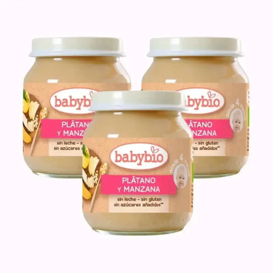 Babybio Банан и яблоко, упаковка 3 x 130 грамм: цены и характеристики