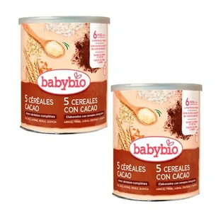 Babybio 5 злаков с какао, упаковка 2 x 220 г