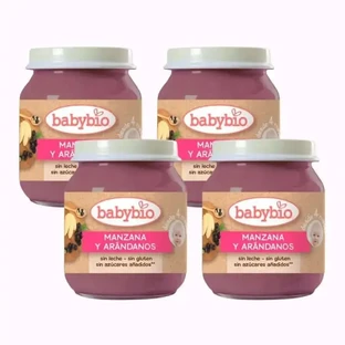 Babybio Яблоко-черника, упаковка 4 х черника, 130 г