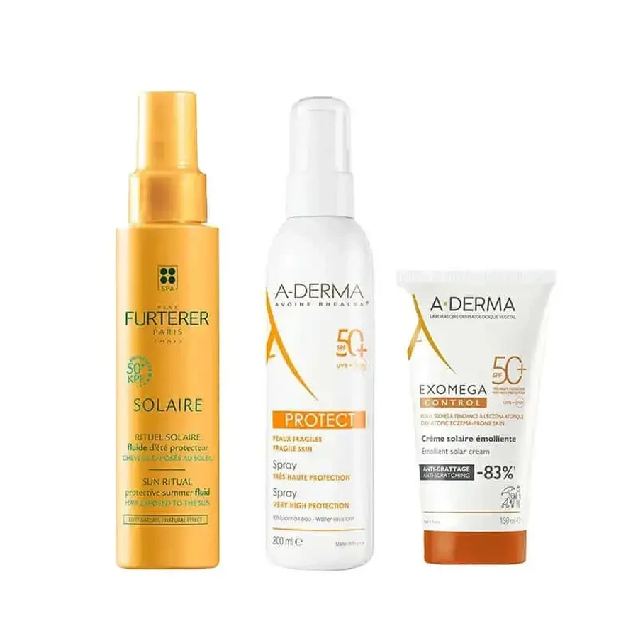A-Derma Exomega Ctrl Cream Spf 50+ 150Ml Ad + Захисний сонцезахисний спрей Spf50+ 200 Ml + Захисний сонцезахисний флюїд Kpf 50⁺ 100 Ml: ціни та характеристики