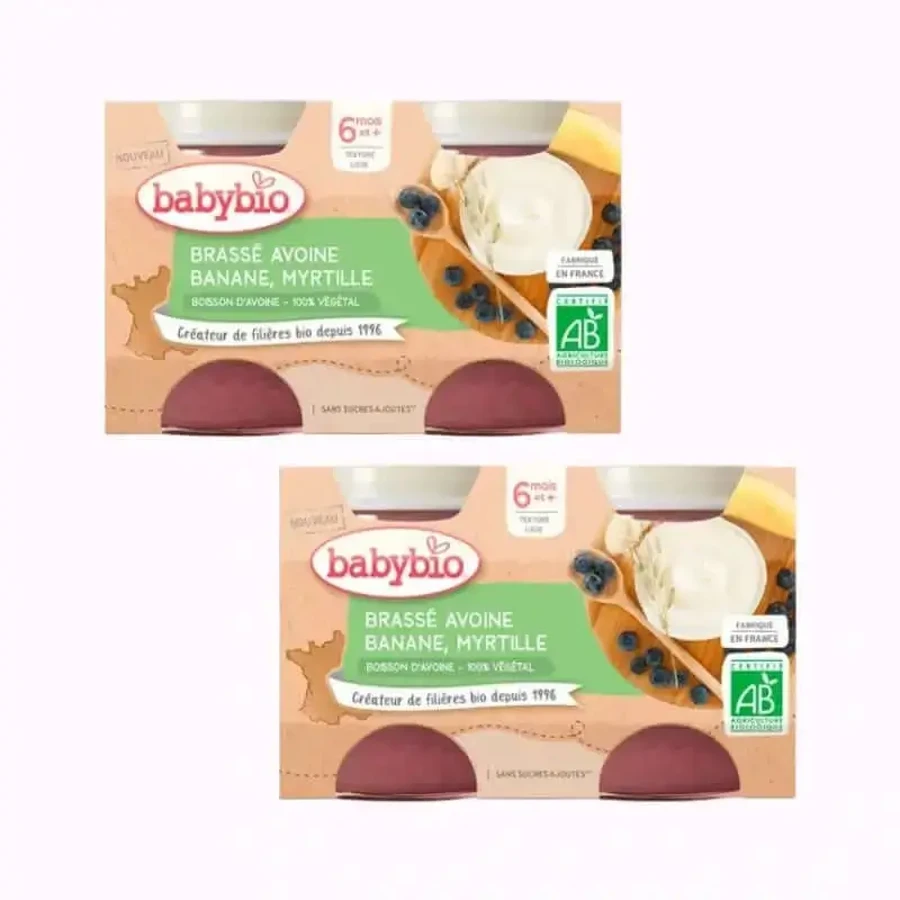Babybio Йогурт овсяный Банан Черника, упаковка 2 x 2x130 г: цены и характеристики