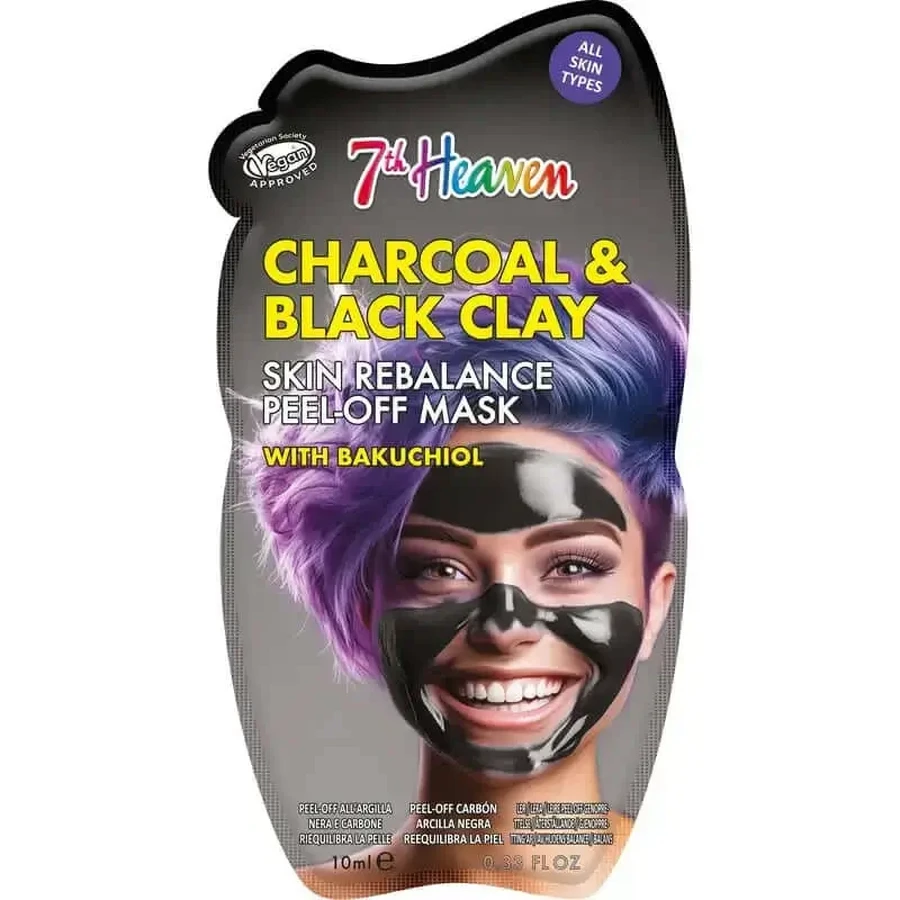 7 Heaven Peel-Off Charcoal & Black Clay Маска для відновлення балансу шкіри, 10 мл: ціни та характеристики