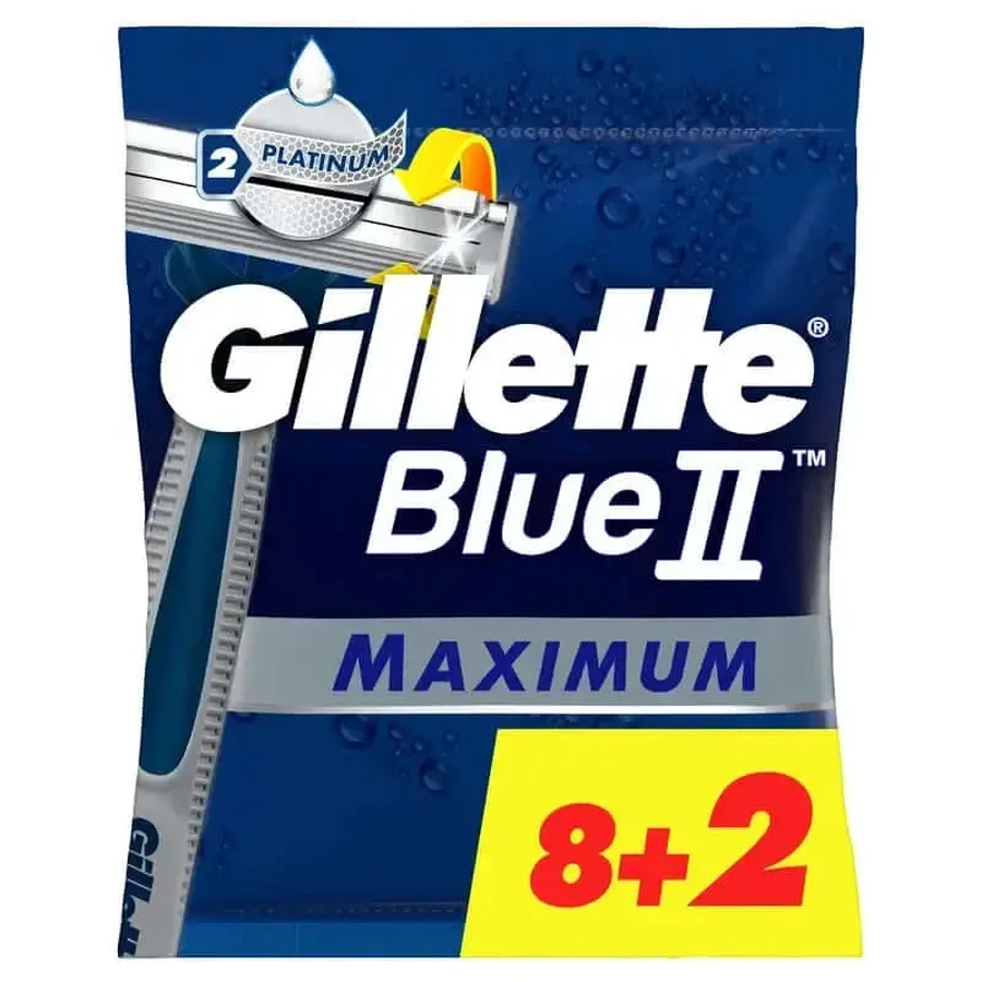 Gillette Blue Ii Max одноразовые бритвы X10, 2 лезвия смазывающий гель: цены и характеристики