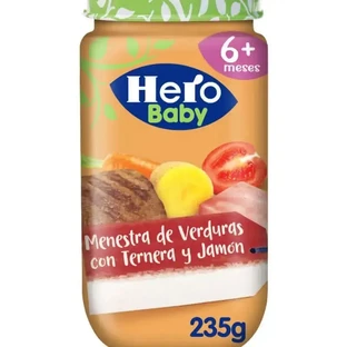 Hero Baby Баночка овощного супа с говядиной и ветчиной, 235 г.