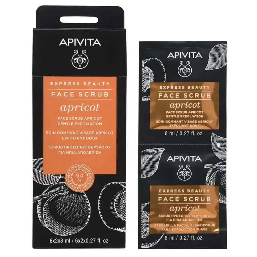 Apivita Express Beauty Абрикосовый отшелушивающий скраб, 2х8 мл: цены и характеристики