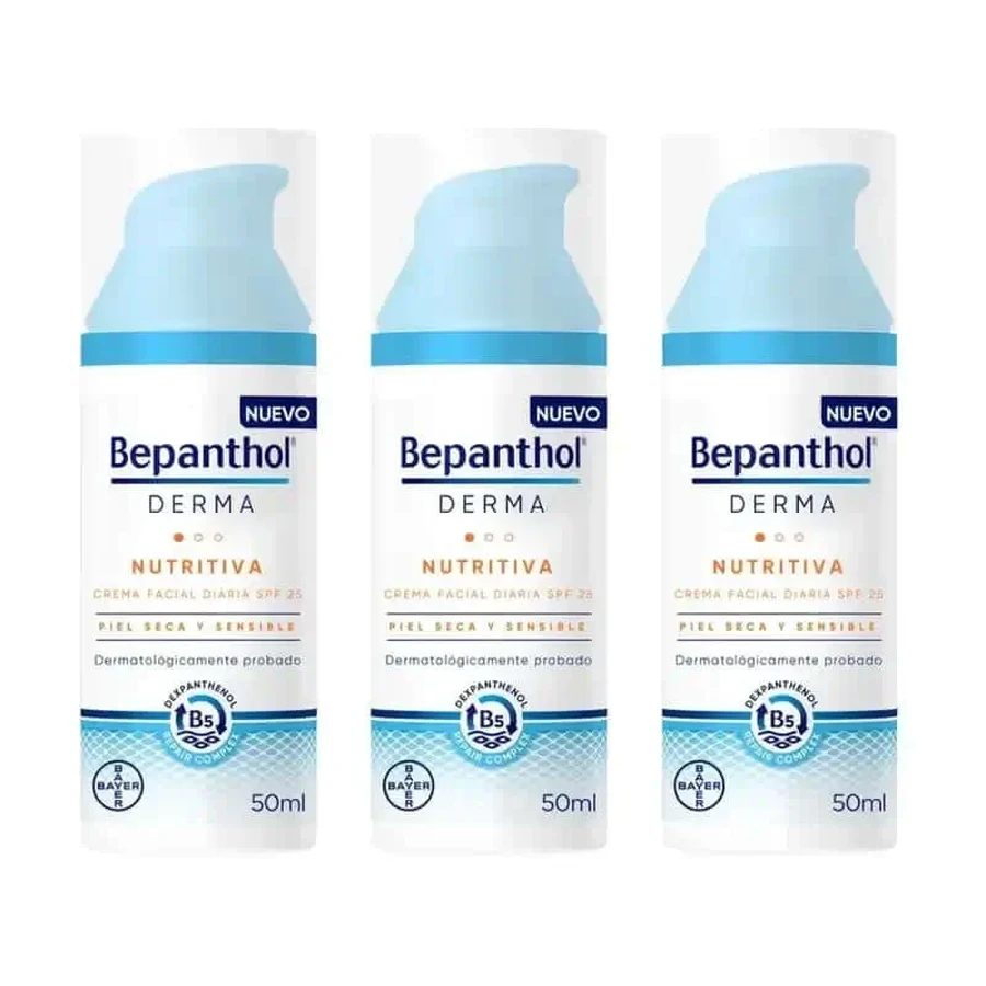 Живильний щоденний крем для обличчя Bepanthol Derma Spf 25, 3X50 мл: ціни та характеристики