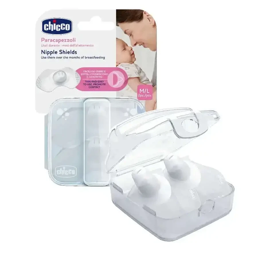 Силіконова накладка на соски Chicco Nipple Shield Silicone Skintoskin, розмір M/L 2 одиниці: ціни та характеристики
