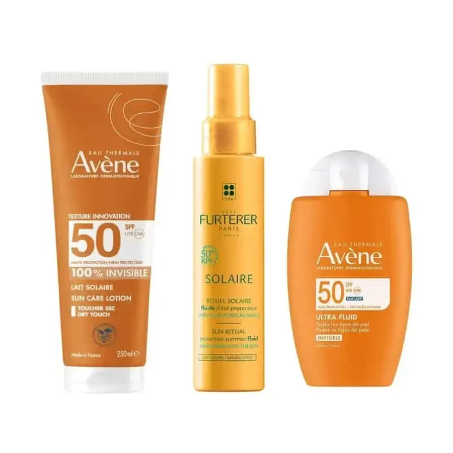 Avène Ultra Invisible Fluid Spf50 50 Ml + Invisible Milk Spf 50 250 Ml + Protective Sunscreen Fluid Kpf 50⁺ 100 Ml: цены и характеристики