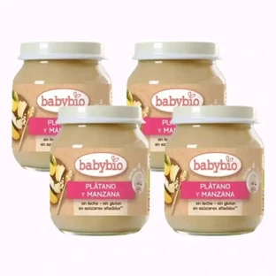 Babybio Яблоко-банан, упаковка 4 x 130 г