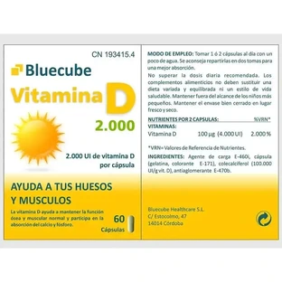 Bluecube Healthcare Витамин D 2000, 60 капсул