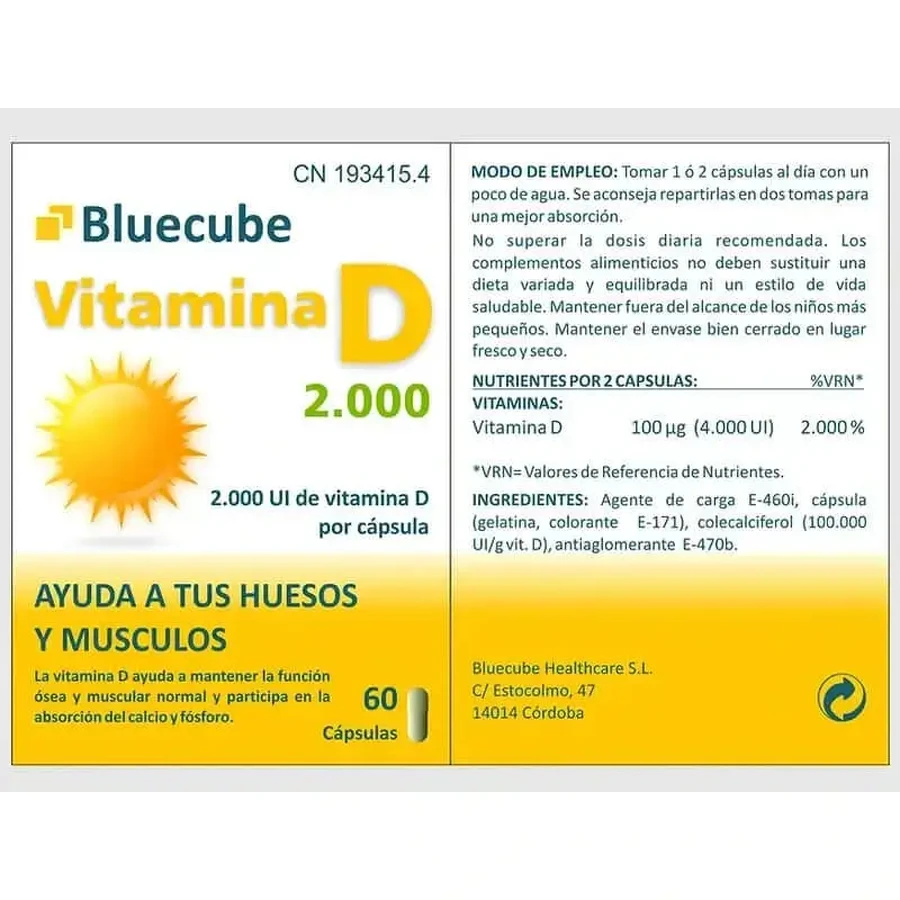 Bluecube Healthcare Вітамін D 2000, 60 капсул: ціни та характеристики
