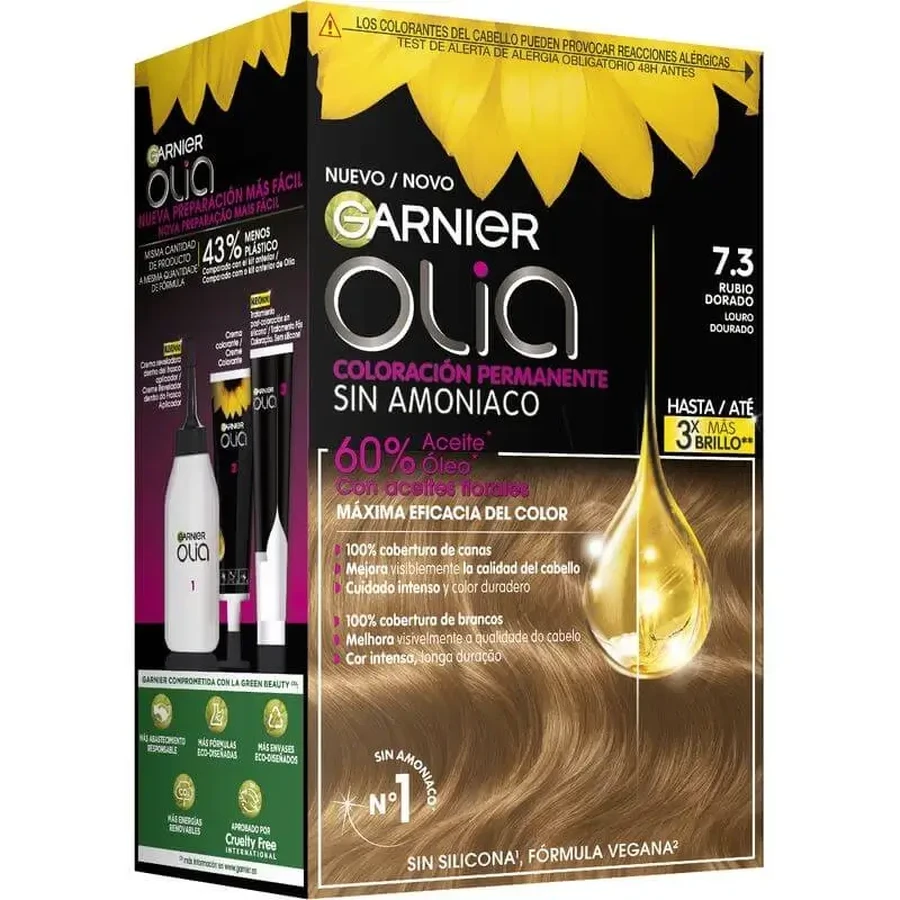 Garnier Olia Перманентная краска без аммиака, с приятным запахом и натуральными цветочными маслами - золотистый блондин 7,3: цены и характеристики