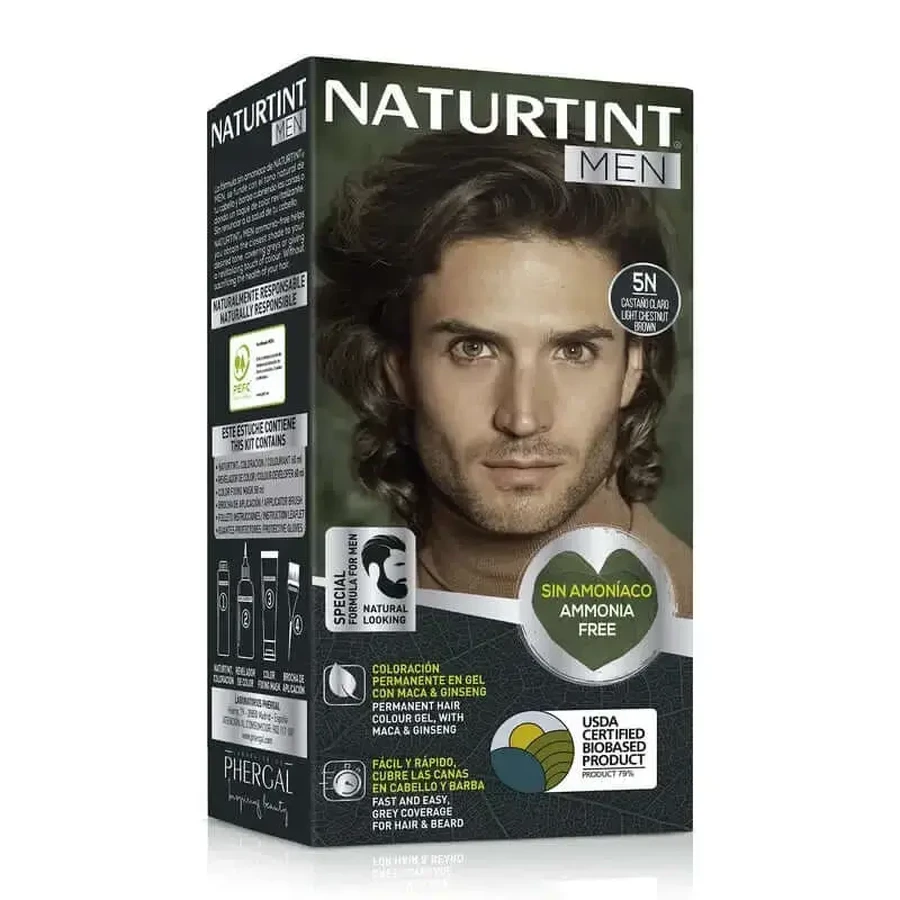 Перманентна фарба для волосся та бороди Naturtint Men 5N - світло-коричнева: ціни та характеристики