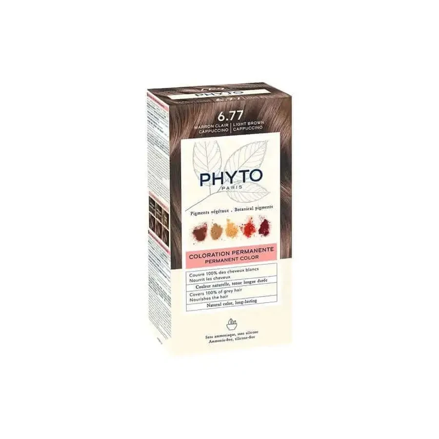 PHYTO Фітобарвник 6.77 стійкий барвник світло-коричневий відтінок капучино: ціни та характеристики