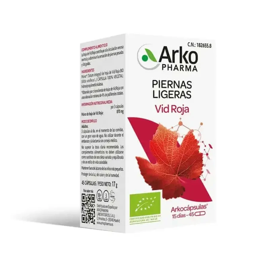 Arkopharma Arkopcápsulas Red Vine Bio, 45 капсул: цены и характеристики