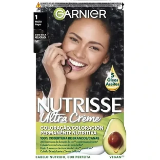 Garnier Nutrisse Поживна перманентна поживна фарба для волосся відтінку 1 Чорний, 160 мл