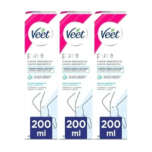 Veet Минимальный депиляционный крем для чувствительной кожи, 3x200 мл