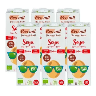 Ecomil Овощные напитки Органические соевые бобы, упаковка 6 х 1 литр