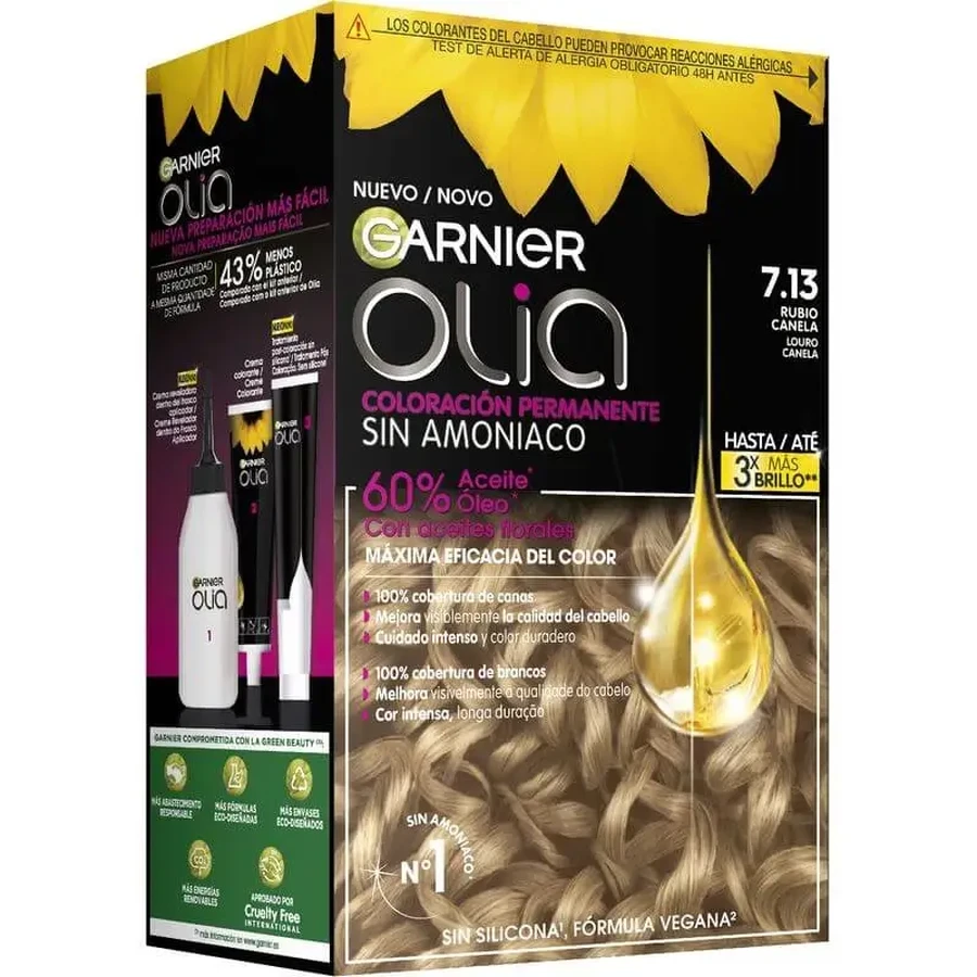 Garnier Olia Перманентна фарба без аміаку, приємний запах з натуральними квітковими оліями - Коричний блонд 7.13: ціни та характеристики