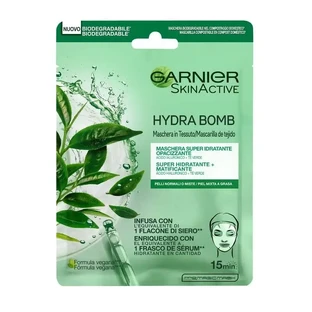 Garnier Skin Active Mask Tissu Hydra Bomb Увлажняющая матирующая тканевая маска с гиалуроновой кислотой и зеленым чаем