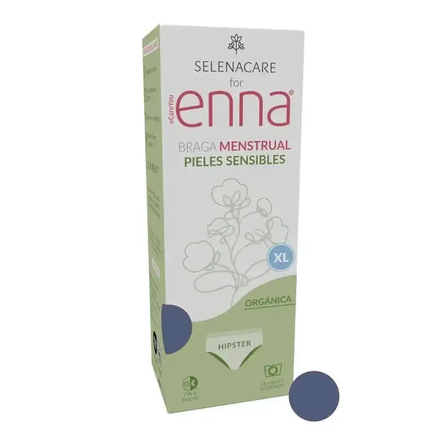 Гінекологічні жіночі трусики Enna Organic Hipster - середня пропускна здатність, розмір XL, колір синій/сірий: ціни та характеристики