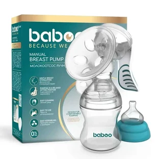Ручной молокоотсос Baboo с 4 уровнями всасывания прозрачный / бирюзовый