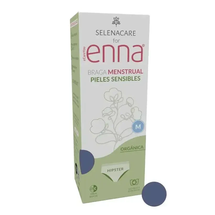 Гінекологічні жіночі трусики Enna Organic Hipster - середня пропускна здатність, розмір M, колір синій/сірий: ціни та характеристики