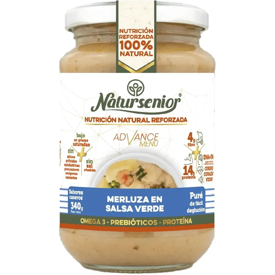 Natursenior Пюре з хека в зеленому соусі для дорослих, збагачене Омега 3 Dha+Epa, пребіотиками та протеїнами. , 340 гр: ціни та характеристики