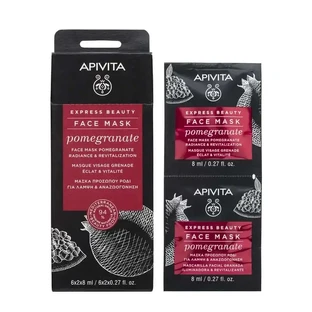 Гранатова маска для обличчя Apivita Express Beauty - Освітлююча та відновлююча, 2х8 мл