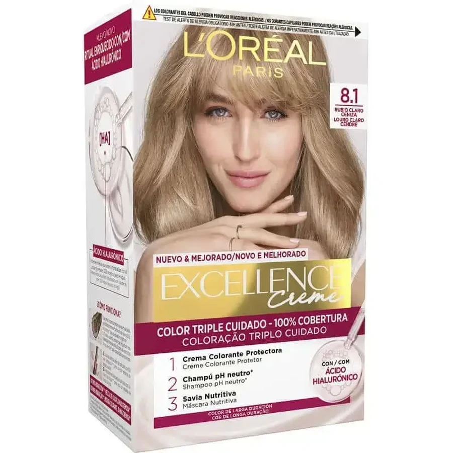 L'Oréal Paris Excellence Creme для перманентної фарби для волосся - відтінок 8.1 Світло-попелястий блонд: ціни та характеристики