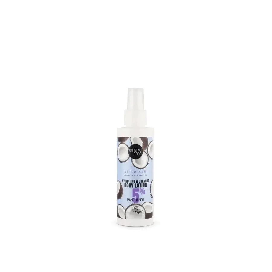 Зволожуючий та заспокійливий лосьйон для тіла після засмаги Organic Shop Кокос + пантенол 5%, 150 мл: ціни та характеристики
