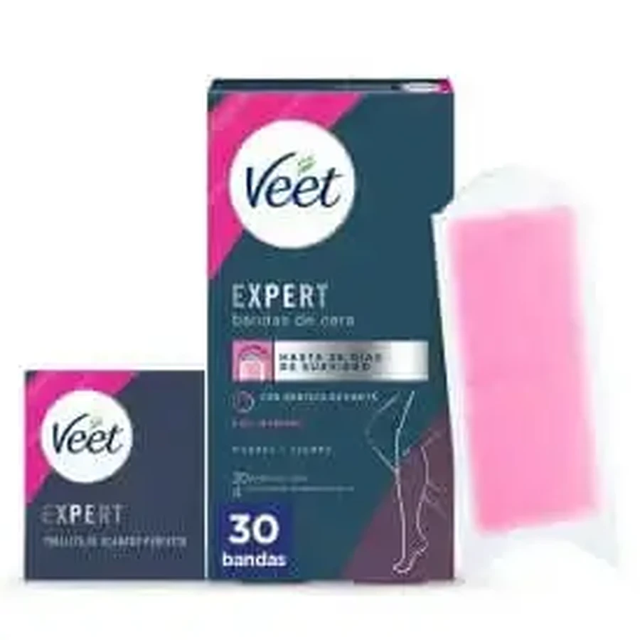 Veet Expert Восковые полоски для холодной депиляции, с маслом ши, 30 полосок: цены и характеристики