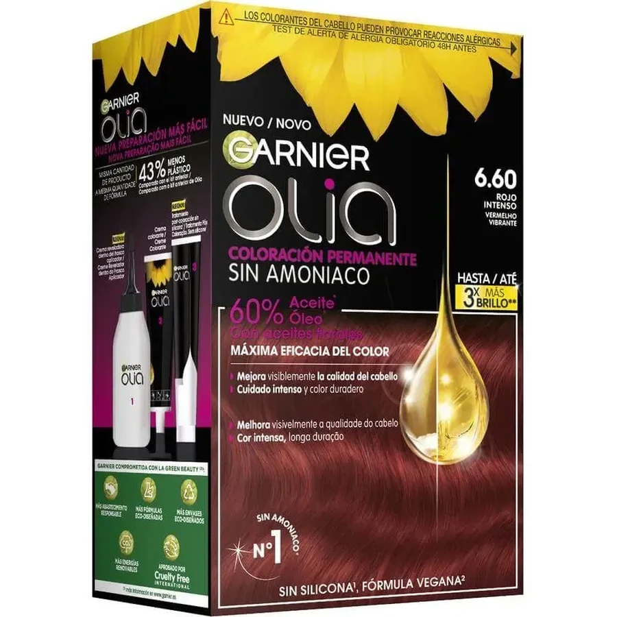 Garnier Olia Перманентное окрашивание без аммиака, с приятным запахом и натуральными цветочными маслами - Смелый глубокий красный 6.60: цены и характеристики