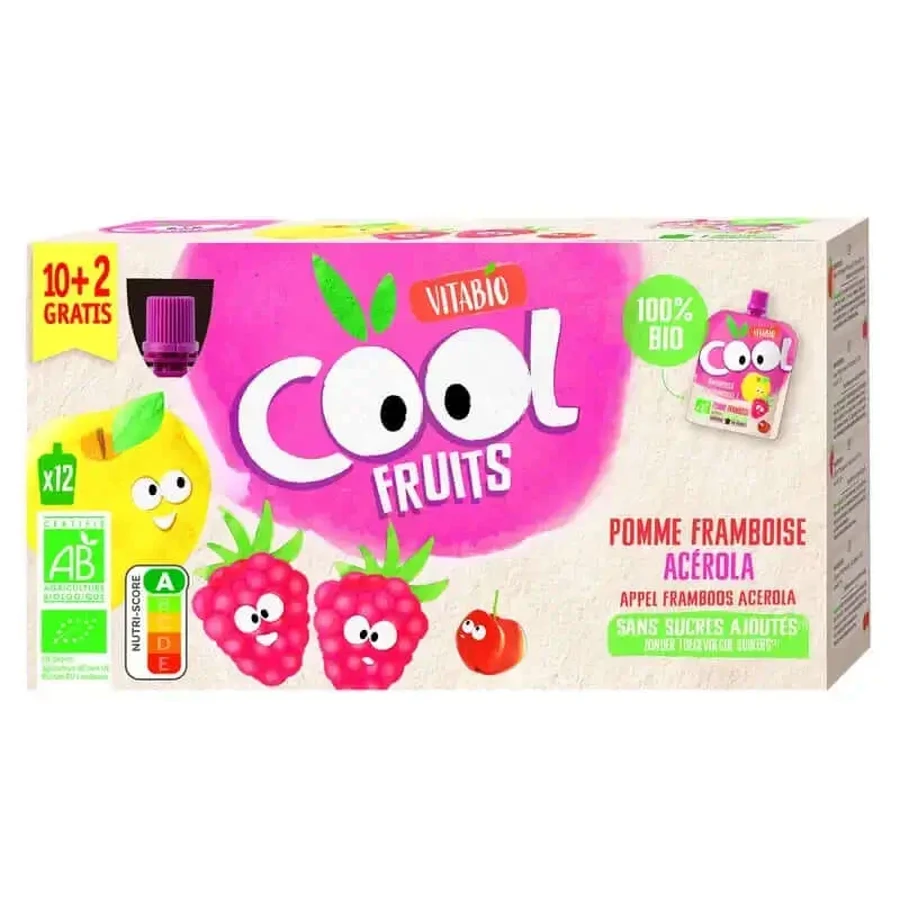 Vitabio Cool Fruits Яблуко та малина 90 г, 12 шт.: ціни та характеристики