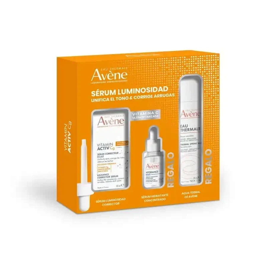 Avene Pack Сироватка з вітаміном Cg 30 мл + Зволожуюча сироватка 10 мл + Термальна вода 50 мл: ціни та характеристики
