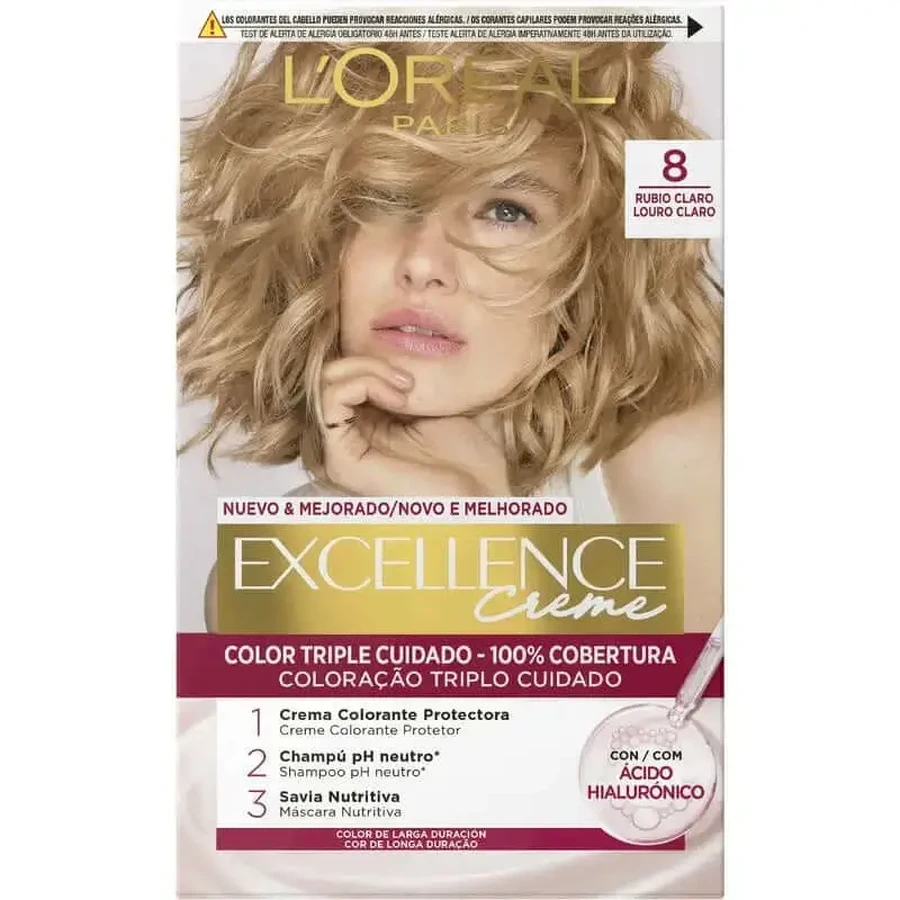 L'Oréal Paris Excellence Creme Permanent Hair Color - Оттенок 8 Светлый блондин: цены и характеристики