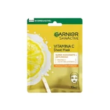 Тканинна маска для обличчя Garnier з вітаміном С та гіалуроновою кислотою. Інтенсивно зволожена шкіра, помітно більш осяяна та гладенька.