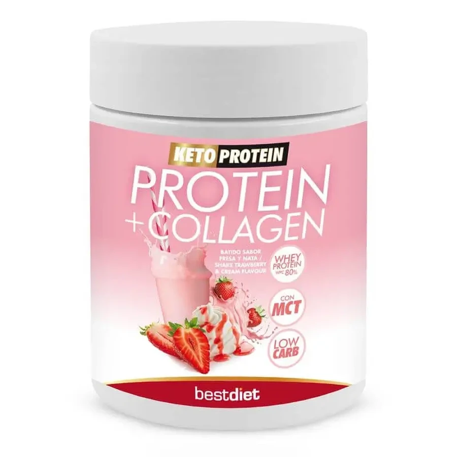 Keto Protein Протеин + Коллаген Порошок для клубнично-сливочного коктейля, 400 г: цены и характеристики