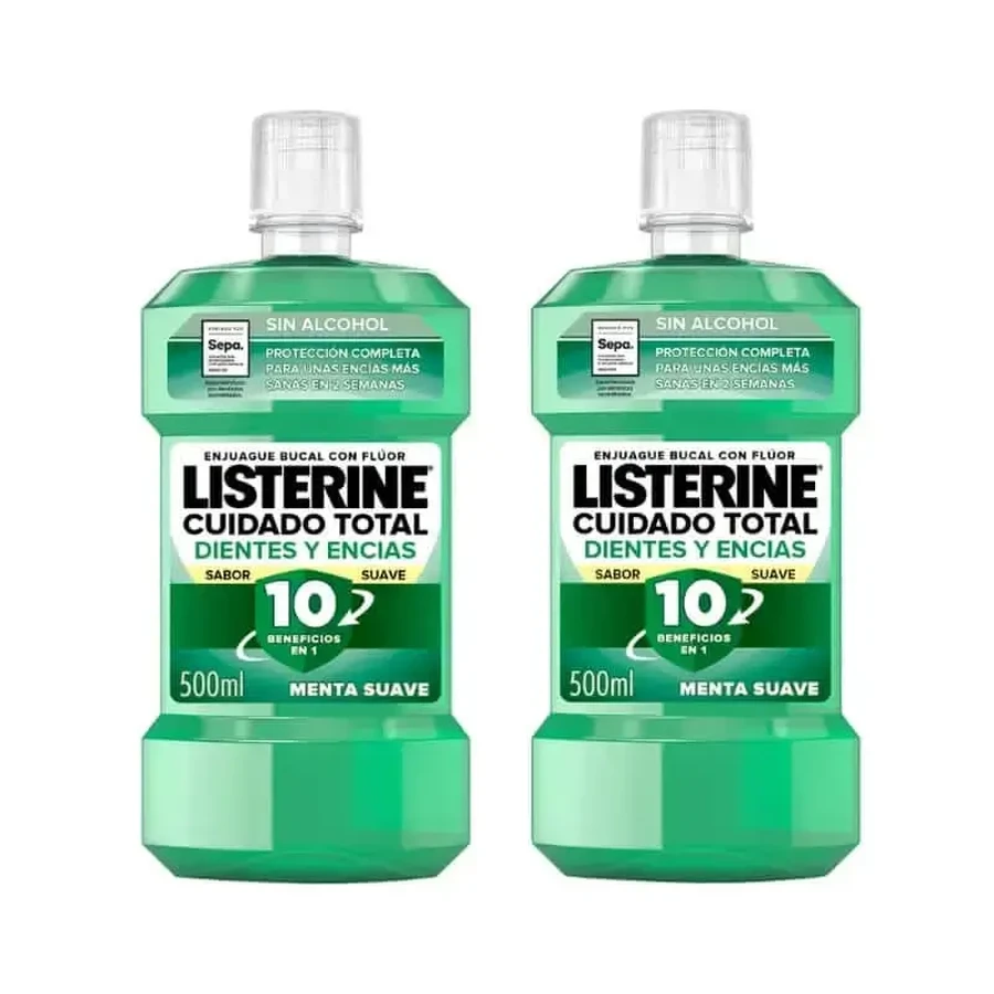 Listerine Duplo Mouthwash Tooth & Gum Protection Mild Mint Mouthwash Alcohol Free, 2 x 500 Ml: цены и характеристики