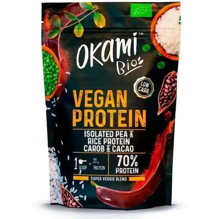 Okami Bio Pea Protein-Rice-Cocoa-Algarr 500Gr. Bio: цены и характеристики
