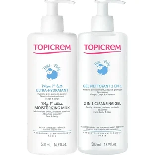 Topicrem Pack Дитяче ультразволожуюче молочко 500 мл + Очищуючий гель 500 мл