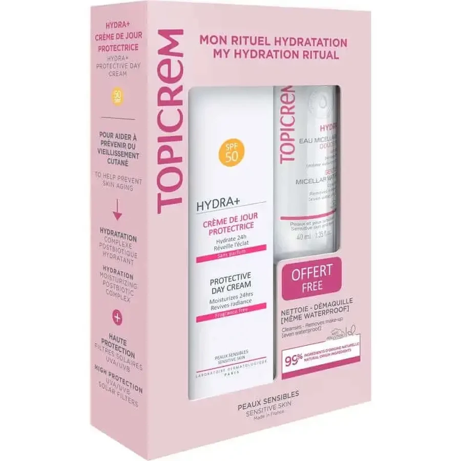 Денний крем Topicrem Pack Hydra Spf50 40, мл + Ніжна міцелярна вода 40, мл: ціни та характеристики