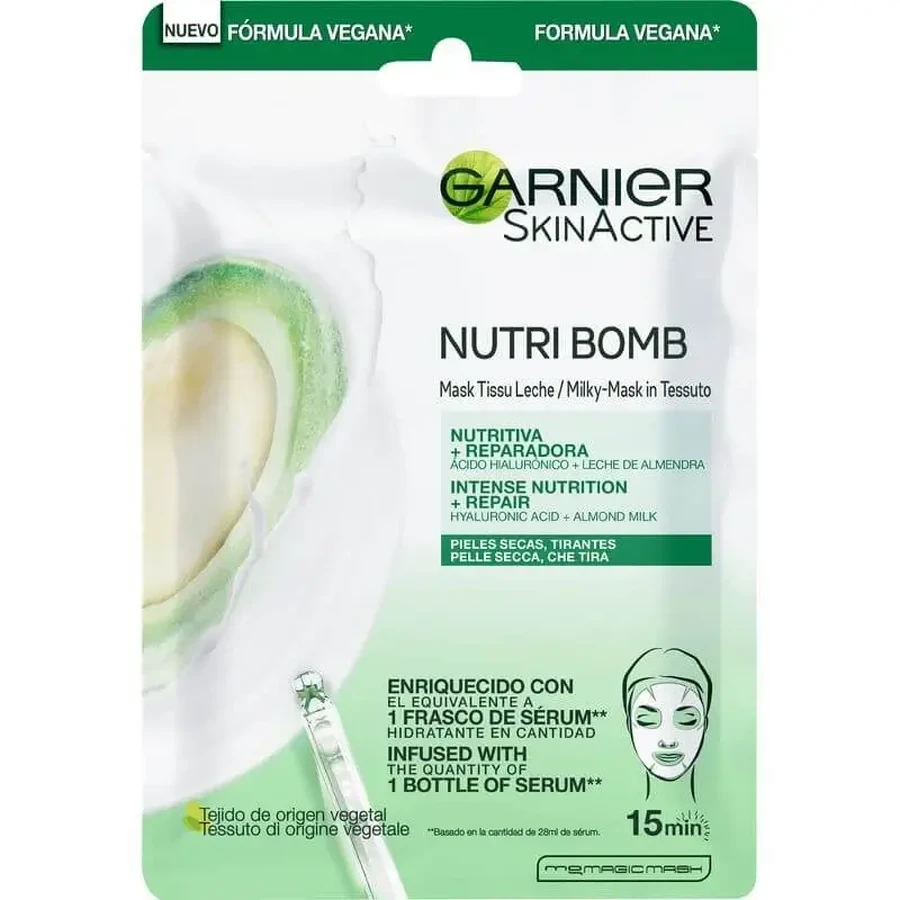 Garnier Skin Active Nutri Bomb Молочна відновлювальна маска з органічним мигдальним молоком та гіалуроновою кислотою: ціни та характеристики