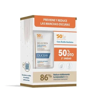 Упаковка Ducray Melascreen Fluid Spf 50+ 2ª зі знижкою 50% 2х50мл