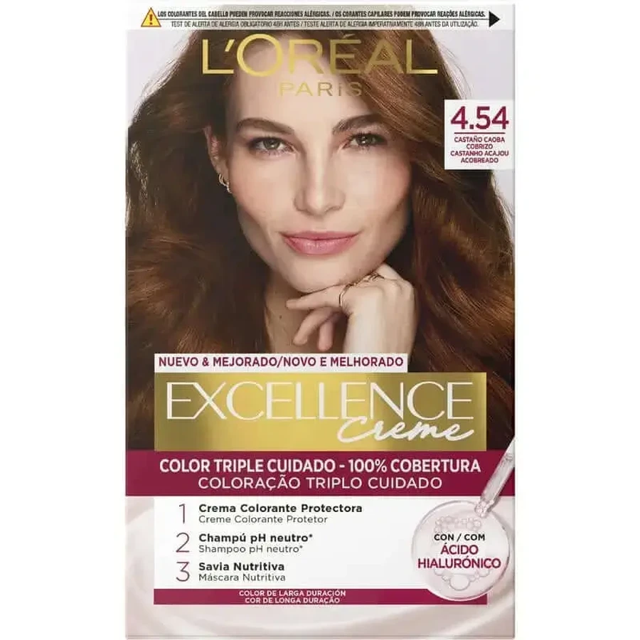 L'Oréal Paris Excellence Крем-фарба для перманентного фарбування волосся - відтінок 4.54 Каштановий Каштановий мідний: ціни та характеристики
